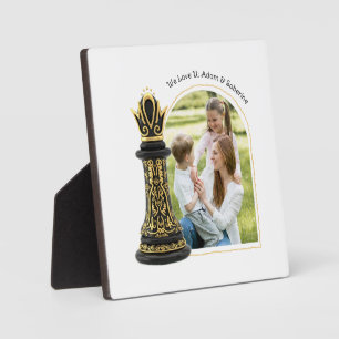 MOM Queen of my life, Golden Script Black Chess  Plaque