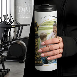 MOM Queen of my life, Golden Script Black Chess  Thermal Tumbler