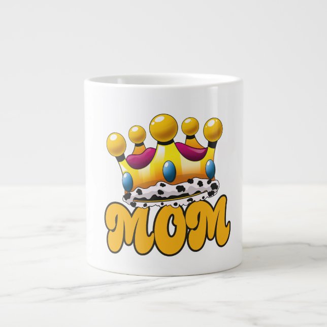 Mom Queens crown Large Coffee Mug (Front)
