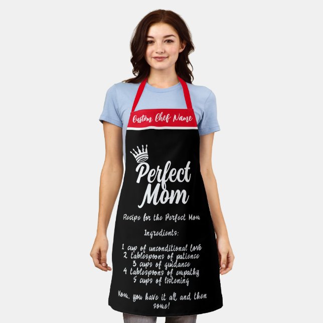 Mom Quotes, Perfect Mom Recipe Personalized Gift Apron (Worn)