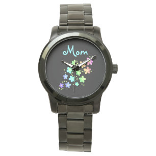 "Mom" Rainbow Flowers Watch