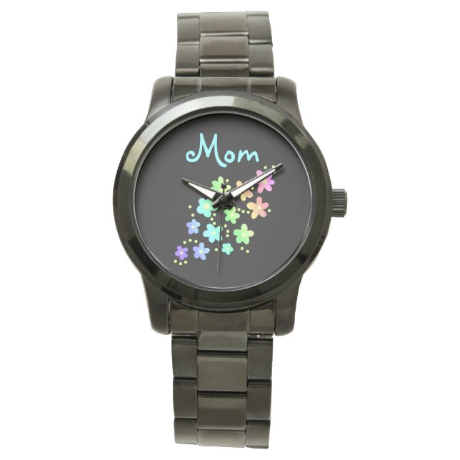 "Mom" Rainbow Flowers Watch (Front)