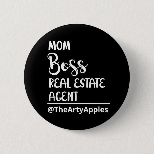 Mom Real Estate Agent Button Badge – Custom (Front)