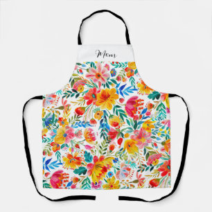 Mom Red Fiesta Mexican Floral Apron