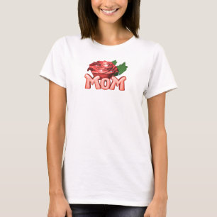 Mom & Red Rose with Dewdrops T-Shirt