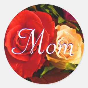 Mom Red Yellow Rose Sticker