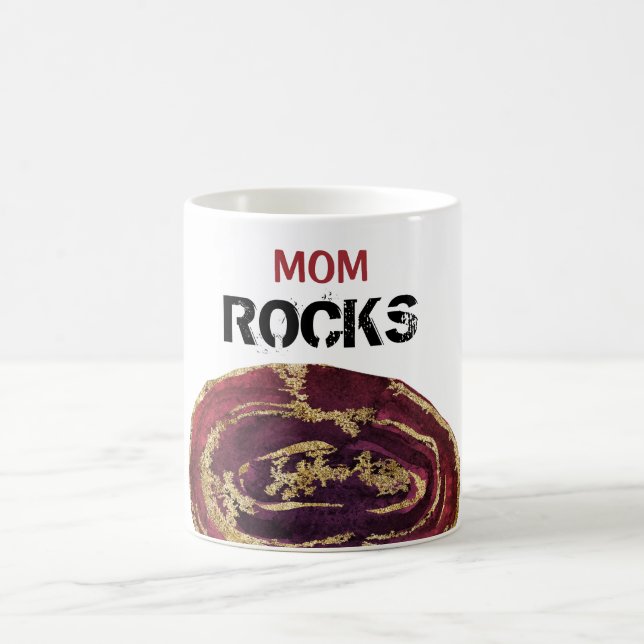 *~* MOM Rocks Agate Gold Glitter Stone Lapidary Coffee Mug (Center)