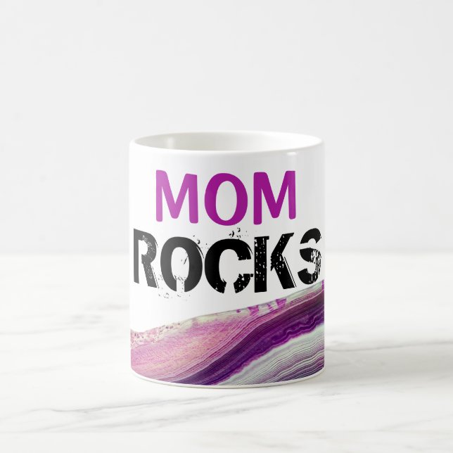 *~* Mom Rocks Lapidary Agate Stone Coffee Mug (Center)
