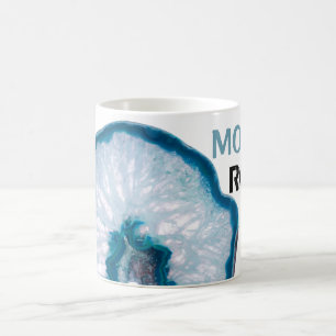 *~* MOM ROCKS Lapidary Stone Blue Agate Coffee Mug