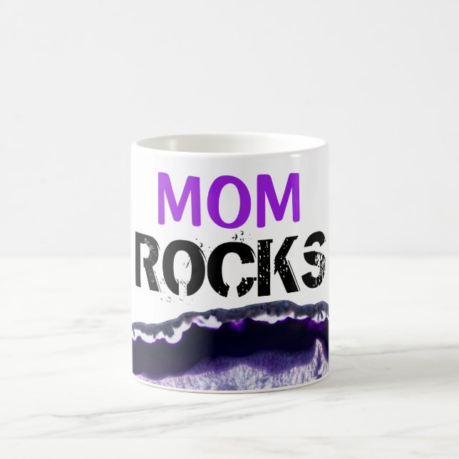*~* Mom Rocks Stones Lapidary Agate Coffee Mug (Center)