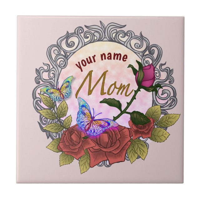 Mom Rose Rosebud  Tile (Front)