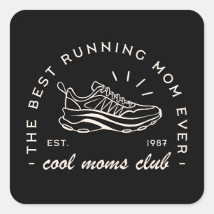 Mom run running runner club squad matching square sticker