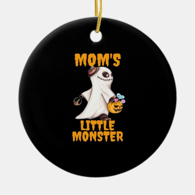 Mom’s Little Boo Monster Funny Graphic Ceramic Ornament (Front)
