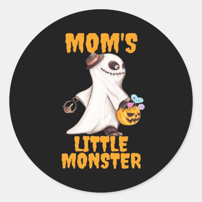 Mom’s Little Boo Monster Funny Graphic Classic Round Sticker (Front)