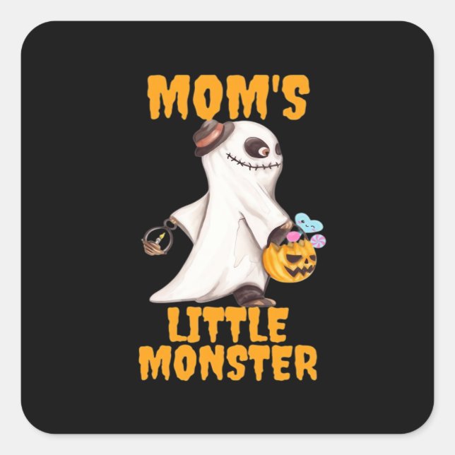 Mom’s Little Boo Monster Funny Graphic Square Sticker (Front)