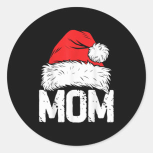 Mom Santa Christmas Family Matching Pajamas Mama X Classic Round Sticker