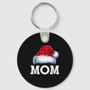 Mom Santa Red Plaid Christmas Family Matching Paja Keychain