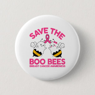 Mom Save The Breast Cancer Funny Halloween Boo Bee 2 Inch Round Button