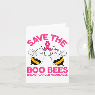 Mom Save The Breast Cancer Funny Halloween Boo Bee Card