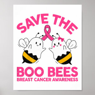 Mom Save The Breast Cancer Funny Halloween Boo Bee Poster