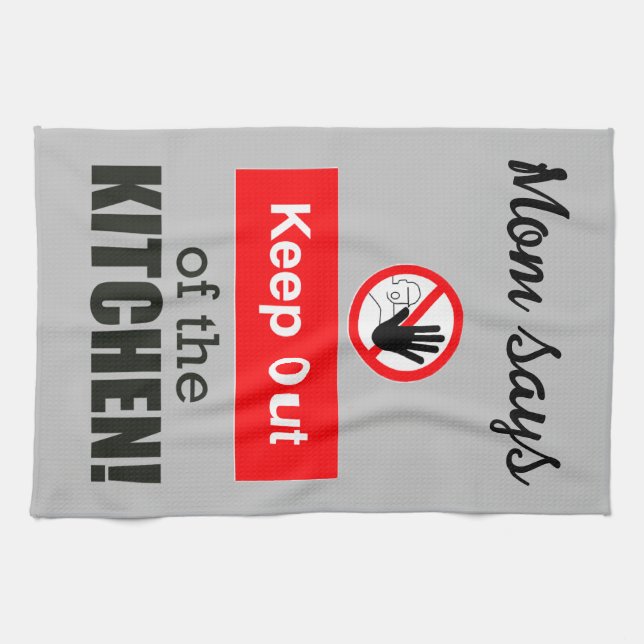 Mom Says Keep Out of the Kitchen Funny Pickleball  Kitchen Towel (Horizontal)