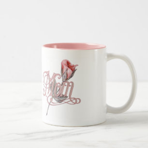 Mom Script and Rose Two-Tone Coffee Mug