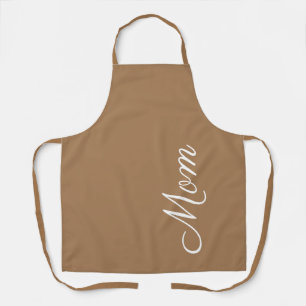 Mom Script Brown White Script Personalized Apron