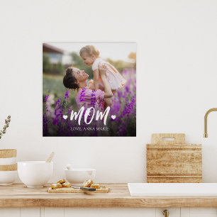 Mom Script Heart Personalized Poster