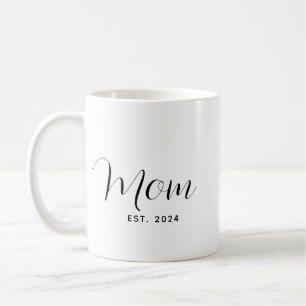 Mom Script Modern Minimalist Baby Announcement Coffee Mug