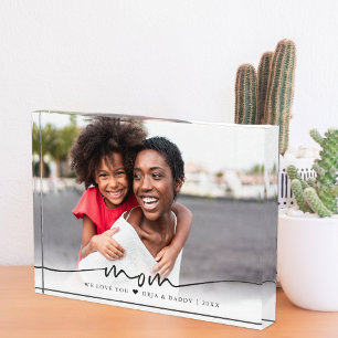 Mom Script Overlay We Love You Photo Block