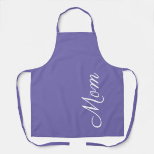 Mom Script Purple White Kitchen Apron