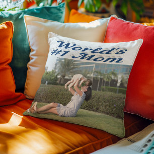 Mom sea blue photo  throw pillow
