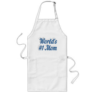 Mom sea blue text long apron