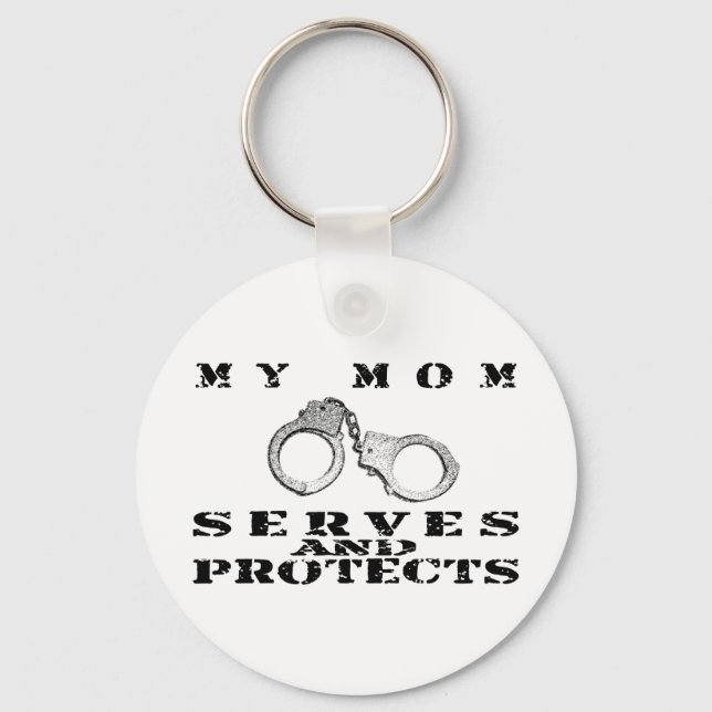 Mom Serves Protects - Cuffs Keychain (Front)