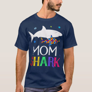 Mom Shark Family Cool Autism Awareness Gift  T-Shirt