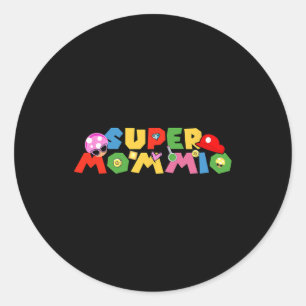 Mom Shirt Super Gamer Mommio Funny Gift For Mother Classic Round Sticker