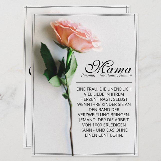 Mom – Simply Irreplaceable | Classic Card - Rose (Front/Back)