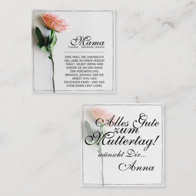 Mom – Simply Irreplaceable | Classic Card - Rose (Front/Back)