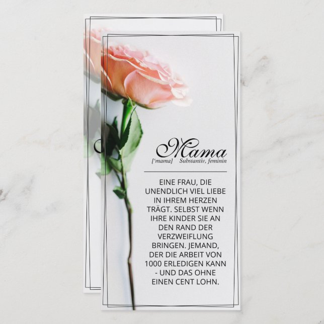 Mom – Simply Irreplaceable | Classic Card - Rose (Front/Back)