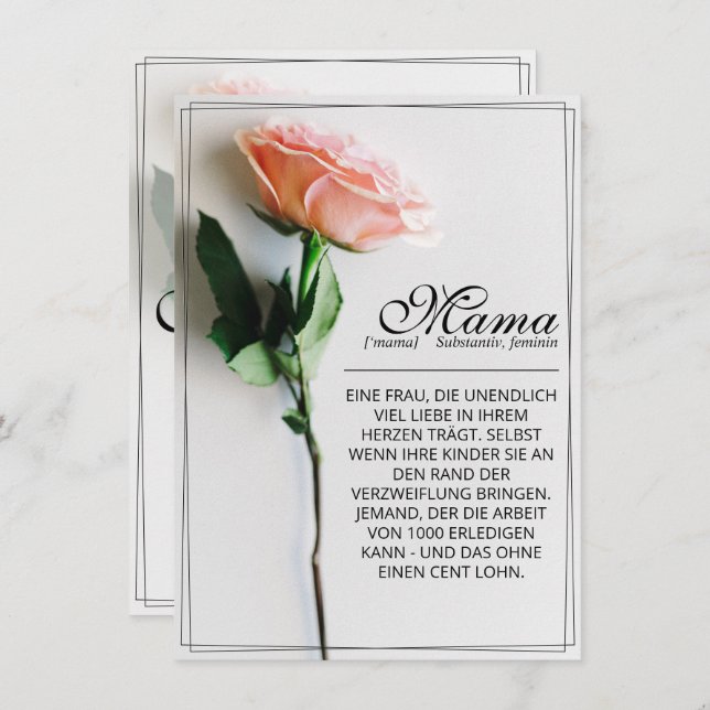 Mom – Simply Irreplaceable | Classic Card - Rose (Front/Back)