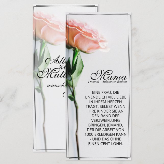 Mom – Simply Irreplaceable | Classic Card - Rose (Front/Back)