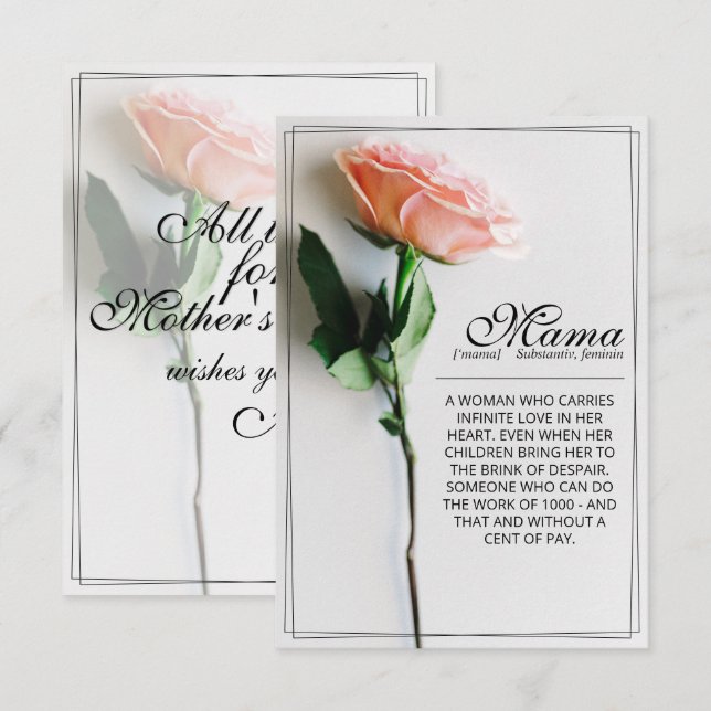 Mom – Simply Irreplaceable | Classic Card - Rose M (Front/Back)