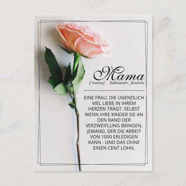 Mom – Simply Irreplaceable | Classic Card - Rose M (Front)