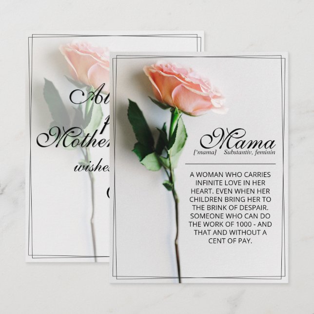 Mom – Simply Irreplaceable | Classic Card - Rose M (Front/Back)