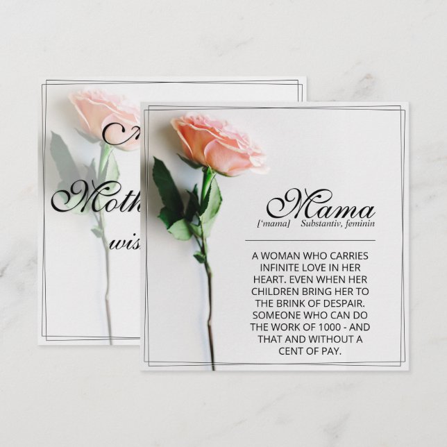 Mom – Simply Irreplaceable | Classic Card - Rose M (Front/Back)