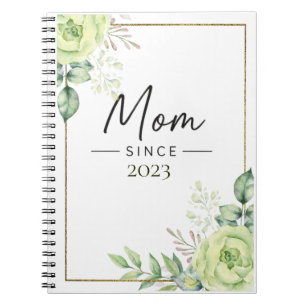 Mom Since Personalized Year Floral Handwritten Notebook