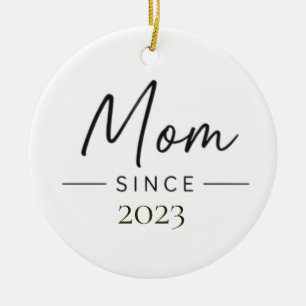 Mom Since Personalized Year Handwritten Minimal Ceramic Ornament