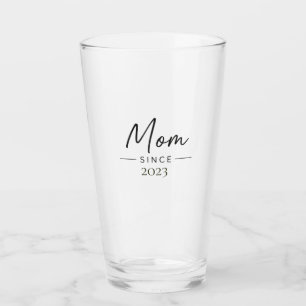 Mom Since Personalized Year Handwritten Minimal Glass