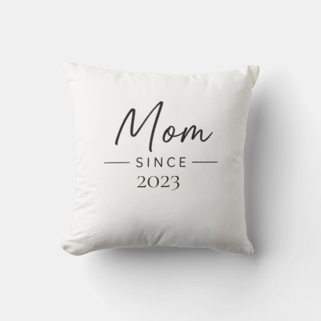 Mom Since Personalized Year Handwritten Minimal Throw Pillow (Front)