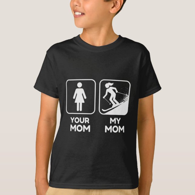 Mom Skiing Funny Graphic Tee For Snow Lovers  (Front)
